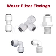 RO Fittings tube connector 1/4" to 3/8" Tee 3 Way, Elbow, Straight, Variety of Fittings, OD Quick Pr