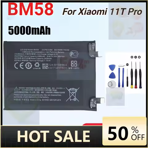 New BM58 5000mAh Replacement Battery for Xiaomi 11T Pro 5G Mix 4 Mix4 High Quality Mobile Phone Batt