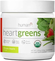 HumanN HeartGreens | Superfood Organic Powder with Wheatgrass, Kale, Spinach, and Spirulina, USDA Organic Non-GMO (Green Apple Flavor, 5.3-Ounce)