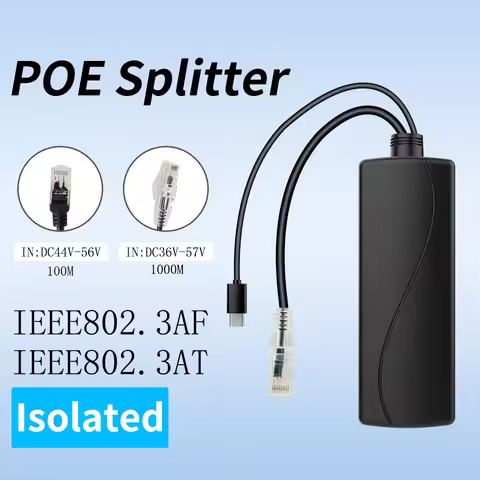 Standard POE Splitter 48V to 5V 2.4A/2.8A Micro USB tpye-C 100M/1000M Ethernet POE Camera Injector P