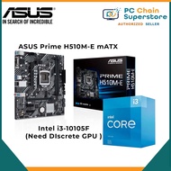 Intel i3-10105F 4 Cores Upto 4.4Ghz i3 10th Gen Processor + ASUS Prime H510M-E mATX Motherboard
