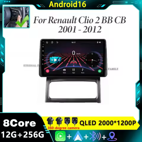 Navigation For Renault Clio 2 BB CB 2001 - 2012 Android 16 car Multimedia Video Player Auto wireless