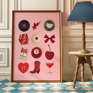 Retro Pop Culture Poster – Disco Ball, Marlboro, Dice & 8 Ball Wall Art – Funky Aesthetic Print for 