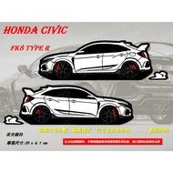 Waterproof Sticker HONDA civic fk8 type R Tpyr Reflective Rear Bumper Customized Car Body