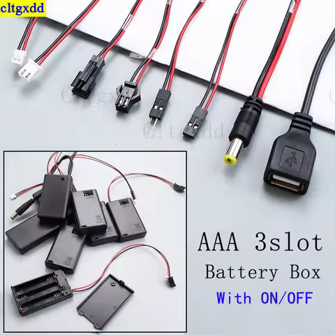 Cltgxdd 1piece 3slot AAA battery storage cover box shell bracket with leads DC PH2.0 XH2.54 SM cable