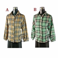[HOT SALES] Kemeja Petak/ Baju Petak Wanita Flanel Shirt Plaid Shirt Woman Blouse Muslimah FREE SIZE