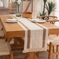 ผ้าปูโต๊ะ ผ้าปูโต๊ะสไตล์อเมริกันพระทอบล็อกสีพู่ลายผ้าปูโต๊ะเหมาะสำหรับตกแต่งเทศกาลที่บ้านผ้าปูโต๊ะชากาแฟ