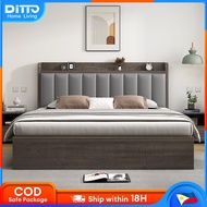Ditto 47-70 INCH Solid Wood Bed Frame With soft bag 2M Long  Queen Size Family Bed Bedroom Furniture