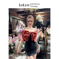 LOLEM DO206 Limited Edition bustier dress in velvet and linen
