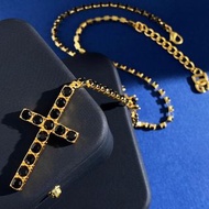 Dolce & Gabbana DG頸鍊 Gold Cross Necklace with Black Crystals