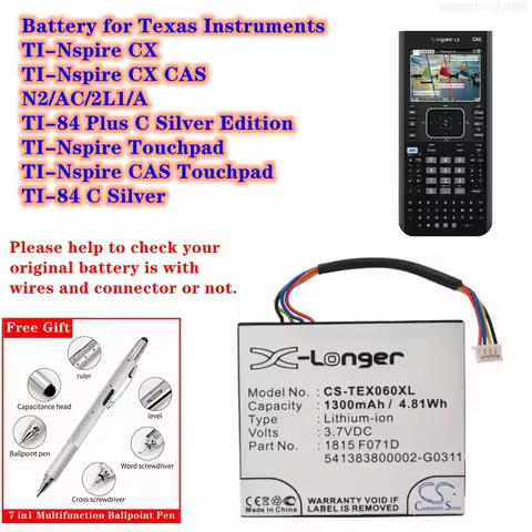 Calculator Battery 3.7V/1300mAh for Texas Instruments TI-84 C Silver,TI-84 Plus C,TI-Nspire CAS,TI-N