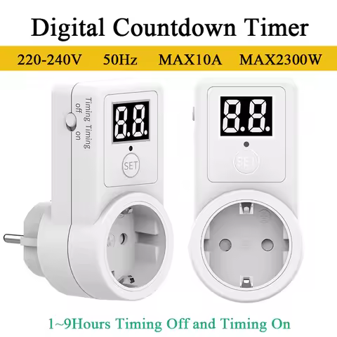 Digital Countdown Timer EU Plug Smart Control Plug-In Switch Socket Auto Power Off Electronic Device