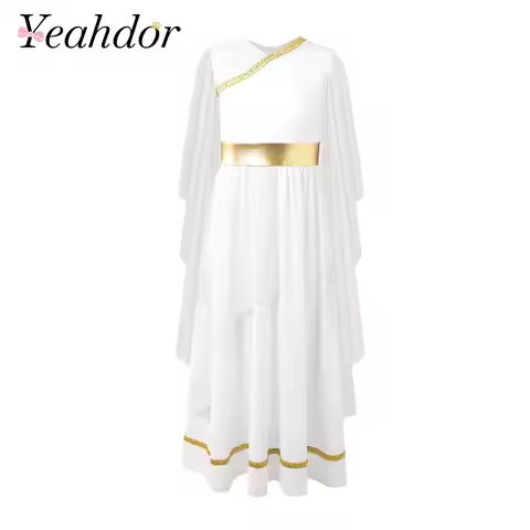 Girls Ancient Greek Princess Toga Costume Greece Party Dress Robes Outfit Roman Grecian Princess Cos