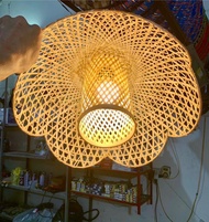 Đèn Lồng Mây Tre Đan Trụ Hoa D45 H23