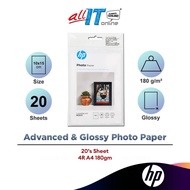 HP 4R Photo Glossy Paper 180g 20s (9RR53A) (2336 e410 e470 l3250 l3210 e3370 g3010)