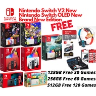 Nintendo Switch V2 New Enhanced Edition/Oled Edition(Jailbreak) With Games+Ring Fit+Full Accessories