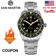 San Martin 38mm Men Dive Watch Limited Edition Gmt Nh34 Automatic Movement Sapphire Bgw-9 C3 Luminou