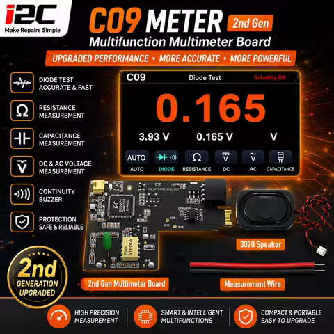 i2C C09 C10 2nd Gen Multifunction Multimeter Board Plug-in Expansion Module 0-10A Current Test Diode