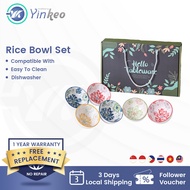Yinkeo Flower Style Rice Bowl Porcelain Bowl Ceramic Bowl Plate Mangkuk Keramik Doorgift Wedding Gift Dinnerware