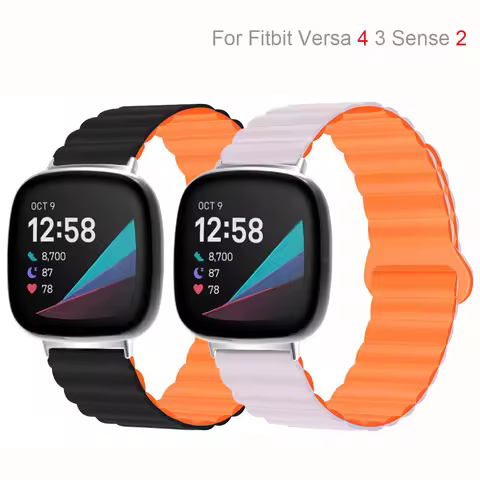 New Magnetic Silicone Band For Fitbit Versa 4 3 Women Men Soft Watch Strap Loop For Fitbit Sense 2 R
