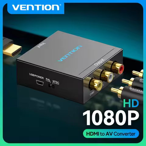 Vention Video Adapter HDMI to AV Converter HDMI to RCA CVBS L/R 1080P HDMI Switch with Mini USB Powe