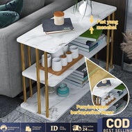 Multipurpose 3-Tier Side Table, Minimalist Guest Table, Coffee Table, Bedside Table, Marble Motif Ta