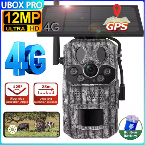 New UBOX PRO 12MP Solar Hunting Trail Camera Built in GPS PIR Motion Activated Trigger Time Night Vi