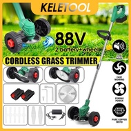 KELETOOL Electric Grass Trimmer Cordless Powerful Lawn Mower Double Wheel Length Adjustable Garden P