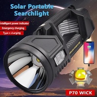 Most Powerful Solar XHP90 LED Searchlight Work Light Outdoor Multifunctional LED Flashlight USB Rech