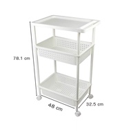 HOMEC ชั้นวางของ 3ชั้น ชั้นวางล้อเลื่อน ชั้นวางรถเข็นพลาสติก Plastic Shelf กว้าง 21ซม. 32ซม. 4 ล้อ ห