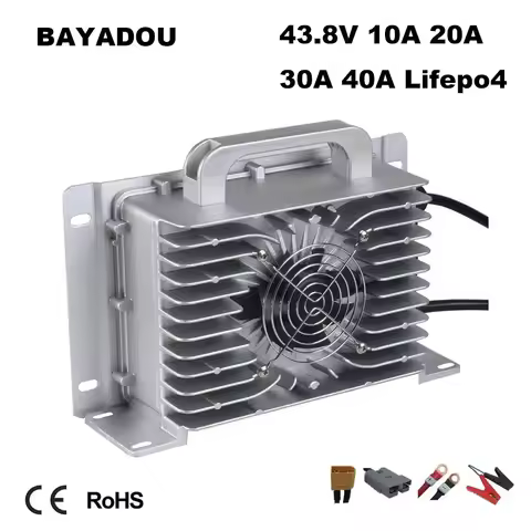 Waterproof 36V 20A LiFePO4 Fast Charger 12S 43.8V 10A 25A 30A Touring Car Cleaner RV Caravan Boat Sm