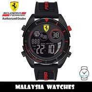 (100% Original) Scuderia Ferrari 0830743 Forza Black Digital Dial Black Silicone Strap Men's Watch (