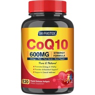 CoQ10 600 mg Softgels CoQ10 Supplement - CQ10 Coenzyme-Q10 w/ Omega 3 & PQQ & Vitamin E Support Hear