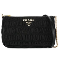 Prada 普拉達  Prada Tessuto Gaufre 單肩包 1BH152 黑色