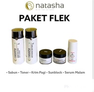 NATASHA SKINCARE Paket Flek/sabun/toner/krim pagi/sunblock/serum malam