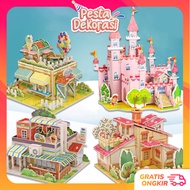 DECORATION PARTY 6354 3D Puzzle Paper House Educational Toys for Children 3D DIY Puzzle Paper House 