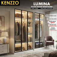 Free installation ! Kenzzo :E1 Grade LUMINA Glass Door Wardrobe Cabinet /Glass wardrobe/cupboard clo