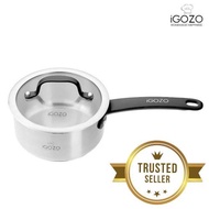 iGOZO 16cm [Elite 304] Stainless Steel Saucepan with Glass Lid Cooking Boiling