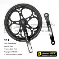 Gear Crankset Crank Gear Gear Folding Bike Seli Fixie MTB 52T 52 T Arm 165 mm Eterna