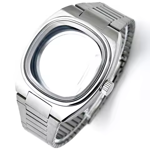 38mm Tonneau Watch Case Fit 29mm TV Dial Cushion Retro 1970s No logo For Omega Seamaster NH35 NH36 A