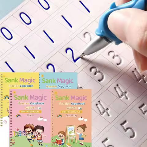 4pcs Sank Magic Practice Copybook Pen Preschools Kids Calligraphy English Verison Free Wiping Childr
