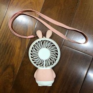 淡粉紅兔子造型手持攜帶型充電式小型電風扇