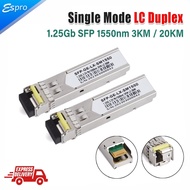 1Pair SMD SFP LC 3KM/20KM Sigle Mode Duplex1.25G 1550nm SFP Module Single Mode