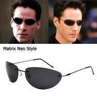 แว่นตากันแดด ผช แว่นกันแดด The Matrix Neo Style Polarized Sunglasses Ultralight Rimless photochromic Driving Glasses steampunk y2k Oculos de sol uv400
