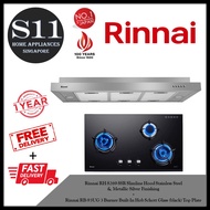 Rinnai RH-S269-SSR Slimline Hood Stainless Steel &amp; Metallic Silver Finishing +  Rinnai RB-93UG 3 Burner Built-In Hob Schott Glass (black) Top Plate*BUNDLE DEAL - FREE DELIVERY