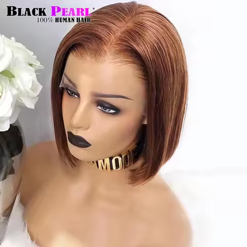 13X5X2 HD Lace Front Wigs Human Hair Natural Brown Wig for Women Lace Frontal Auburn Brown Wig Short