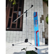 stand mic panjang maruni silver berdiri tiang/cagak microphone free holder mic