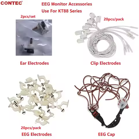 Accessories for CONTEC KT88 Series EEG Monitor, EEG Cap, Ear Clip Electrodes, EEG Cable, EEG Electro