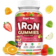 Iron Supplement Gummies for Kids, Kids Multivitamin with Iron - Vitamin B Complex, C, D3, Calcium, F