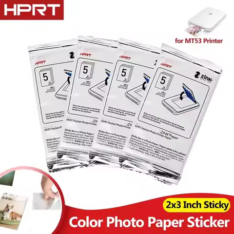 20/40/60Sheets Original HPRT Zink Photo Paper With Adhesive Backing 2x3 Inch Color Self-adhesive For